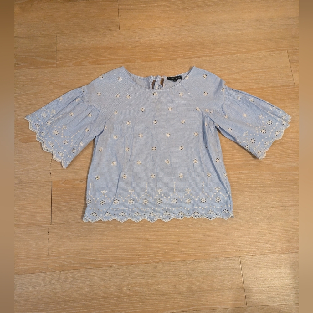Sanctuary Sky Blue Embroidered Blouse